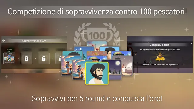 Griglia di cento ritratti di pescatori nell'evento a sopravvivenza di Pesca e vita, con finestra di congratulazioni